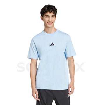 Adidas Essentials Small Logo Single Jersey Tee T-Shirt - Glow Blue