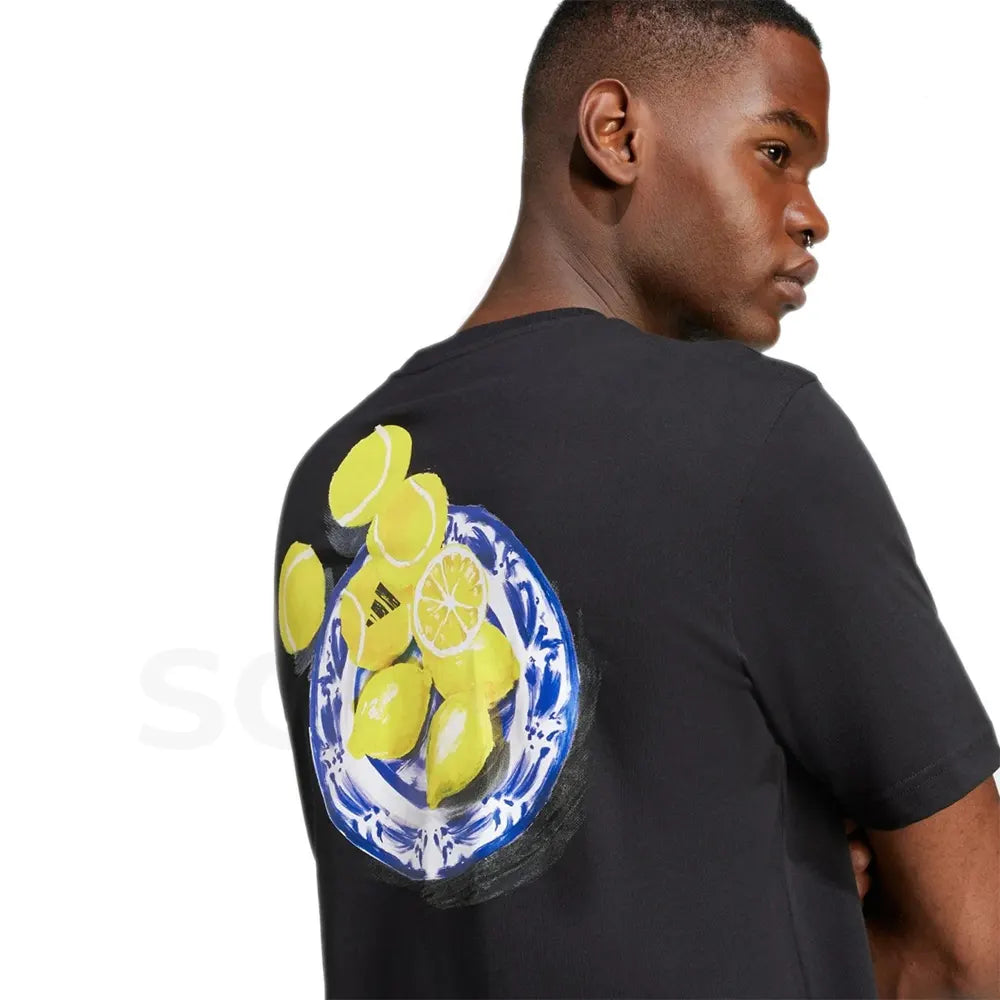 Adidas Lounge Still Life Lemons Graphic Tee T-Shirt - Black