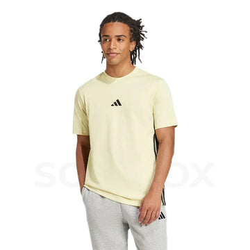 Adidas Striped Men Crew Neck T-Shirt - Yellow
