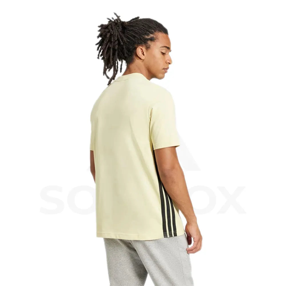 Adidas Striped Men Crew Neck T-Shirt - Yellow
