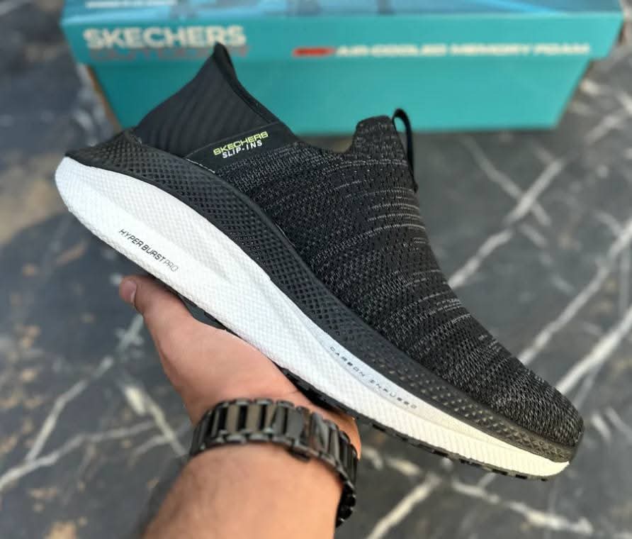 Skechers Slip Ins HyperBurst Pro Medicated Black White Authentic Original
